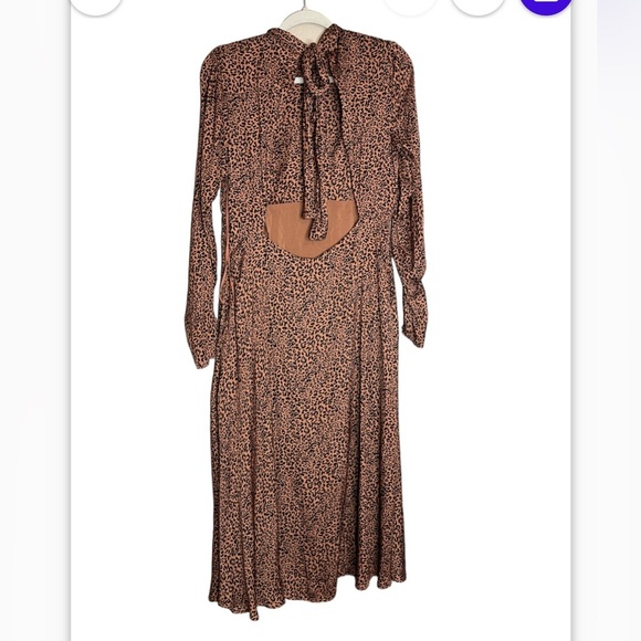 FREE PEOPLE WOMENS LOVELESS ANIMAL PRINT CHEETAH MIDI DRESS SIZE 10 - Picture 9 of 10